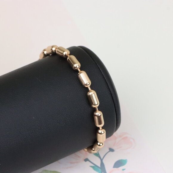 "Textured Barrel Beads Rose Gold Bracelet with Adjustable Extender, XPBL1135 - Picture 10 of 13